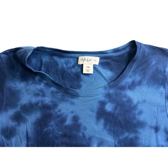 Style & Co. Blue Tie Dye Shirt A-Line Dress Size PM Medium Petite Short Sleeve - Picture 4 of 7